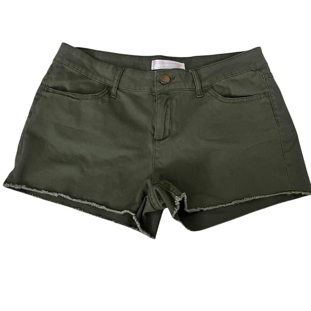 Dark green and khaki shorts size 13 but fit like a skinny 12 or maybe curvy 11